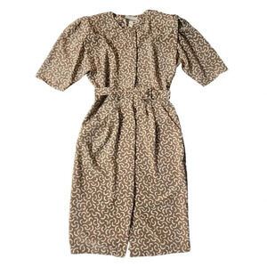 Vintage Perceptions Union Made Dress Women Size 7/8 Gray Geo Print Button Belt